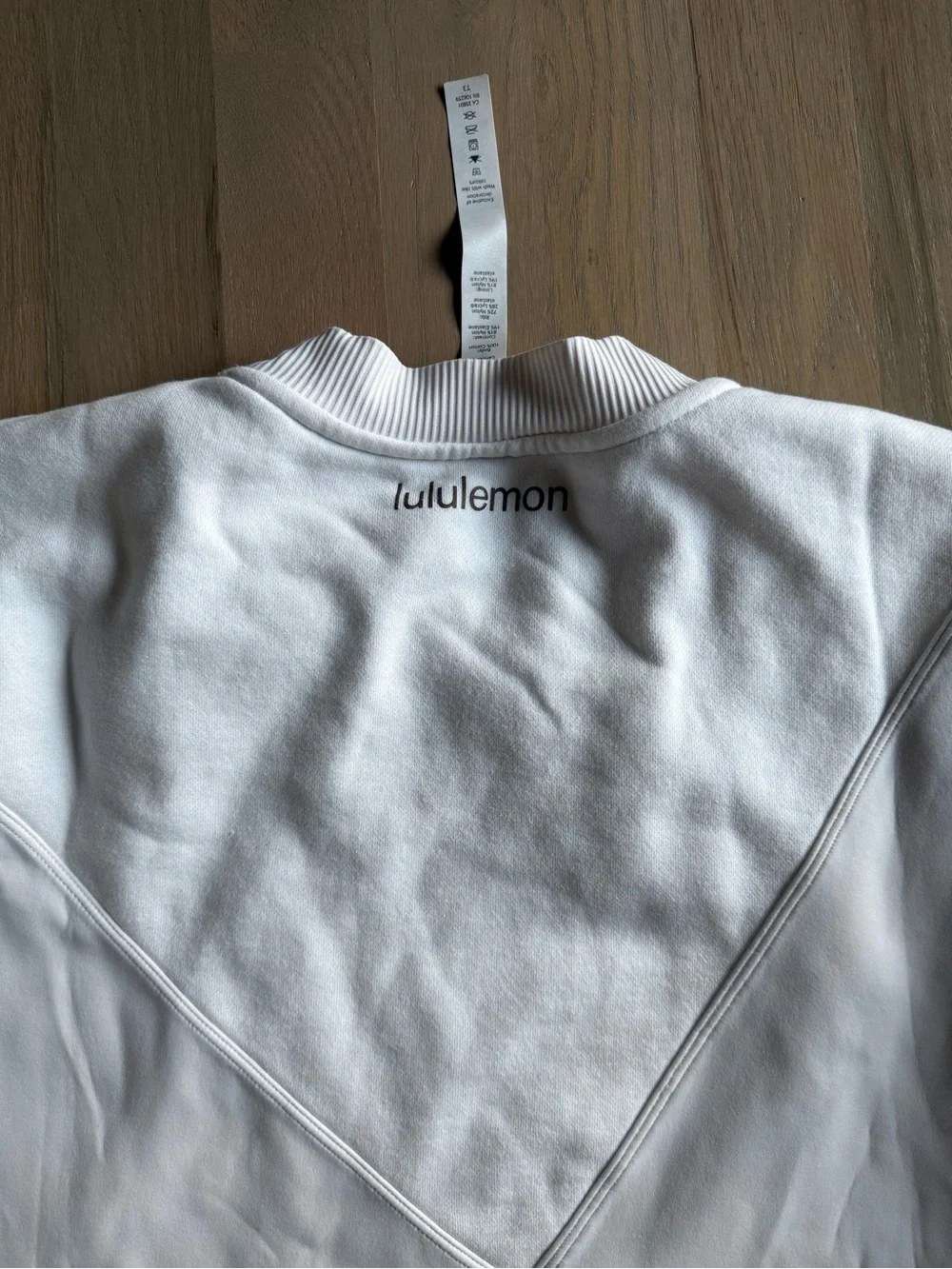 Lululemon White Crewneck Ribbed Panel Sweater